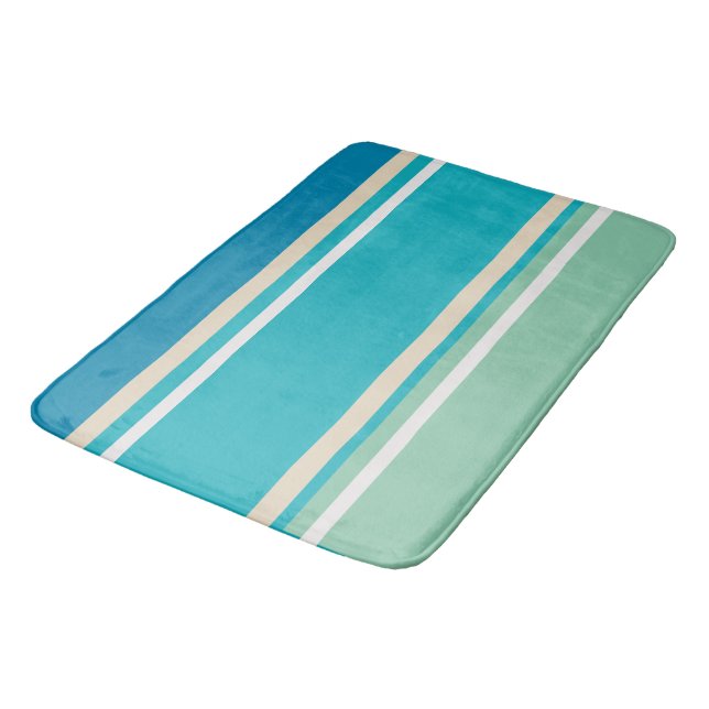 Teal Blue, grönt och turkos Rand Badrumsmatta (Vinklad)