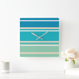 Teal Blue, grönt och turkos Rand Fyrkantig Klocka