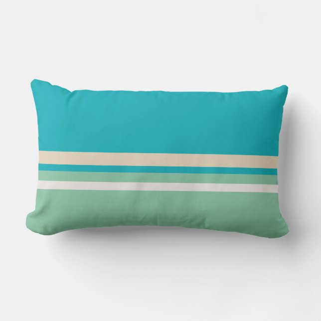 Teal Blue, grönt och turkos Rand Lumbarkudde (Framsida)