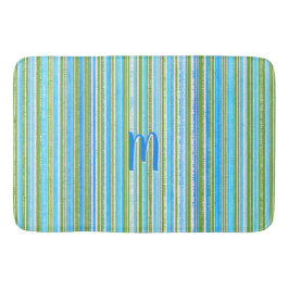 Teal, Blue, Grönt och White Rand Mönster Badrumsmatta