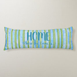 Teal, Blue, Grönt och White Rand Mönster Kroppskudde