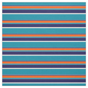 Teal Blue Grönt Orange White Rand Art Mönster Tyg