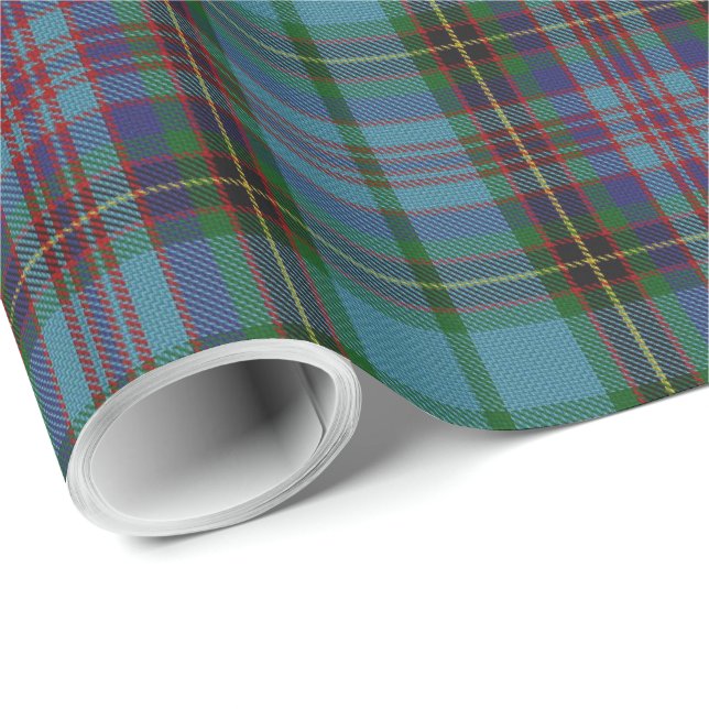Teal Blue Grönt Red Tartan Play Presentpapper (Rullad Hörn)