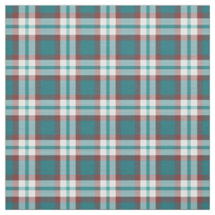 Teal Blue Grönt Red White Tartan Squares Mönster Tyg