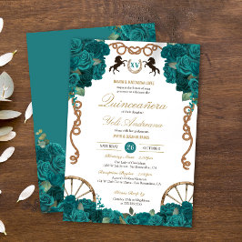 Teal Blue Grönt Ro Land Western Quinceanera Inbjudningar