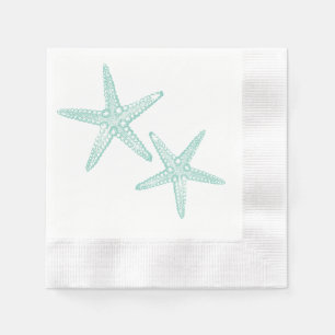 Teal Blue Grönt Starfish Papper Pappersservett