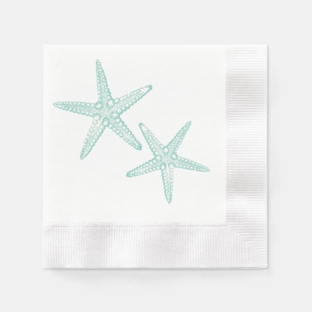 Teal Blue Grönt Starfish Papper Pappersservett (Framsidan)