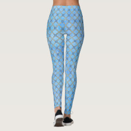 Teal Blue-Grönt Tiled Leggings