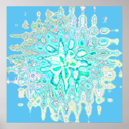 Teal Blue Grönt Wave Bubble Abstrakt Mönster Coola Poster