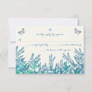 Teal Blue Grönt WildblomButterfly Bröllop OSA Kort