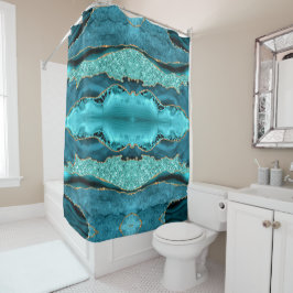 Teal Blue Guld Aqua Turquise Shower Curtain