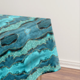 Teal Blue Guld Aqua Turquise Tablecloth