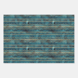 Teal Blue Guld Boho