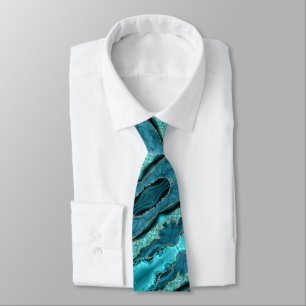 Teal Blue Guld Glitter Gnistra Turquise Neck Tie Slips