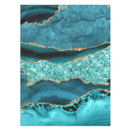 Teal Blue Guld Glitter Marble Turquise Tablecloth