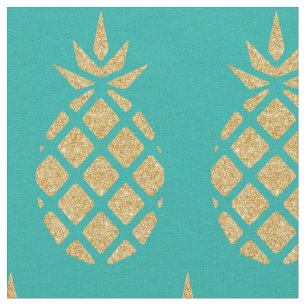 Teal Blue Guld Glitter Pineapple Tropical Summer Tyg