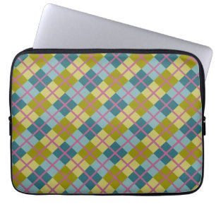 Teal Blue Guld Gult Magenta Mönster Laptop Fodral