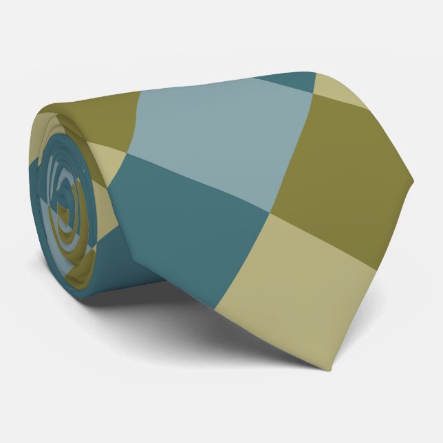 Teal Blue Guld Gult Mönster Slips (Rullad)