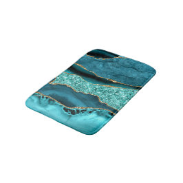 Teal Blue Guld Marble Aqua Turquise Bath Mat Badrumsmatta