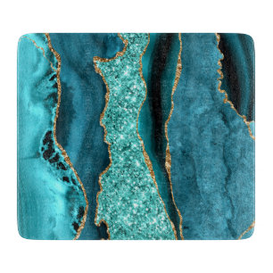 Teal Blue Guld Marble Turquise