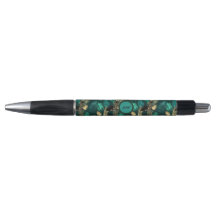 Teal Blue & Guld Mönster Pen