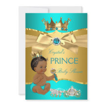 Teal Blue Guld Prince Baby Shower Ethnic