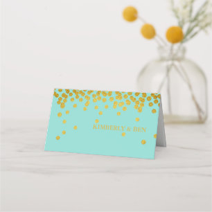 Teal Blue & Guld Shower Party Tack Placeringskort