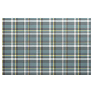 Teal Blue Gult Vit Grått Tartan Square Mönster Tyg