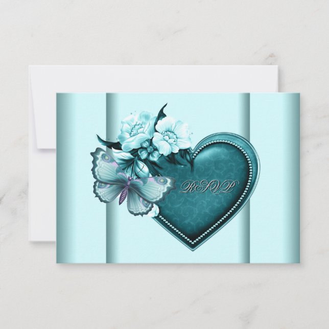 Teal Blue Heart Butterfly Teal Blue OSA (Framsida)