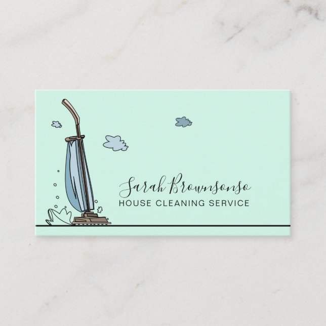 Teal Blue Janitorial Maid House Städning Services Visitkort (Framsida)