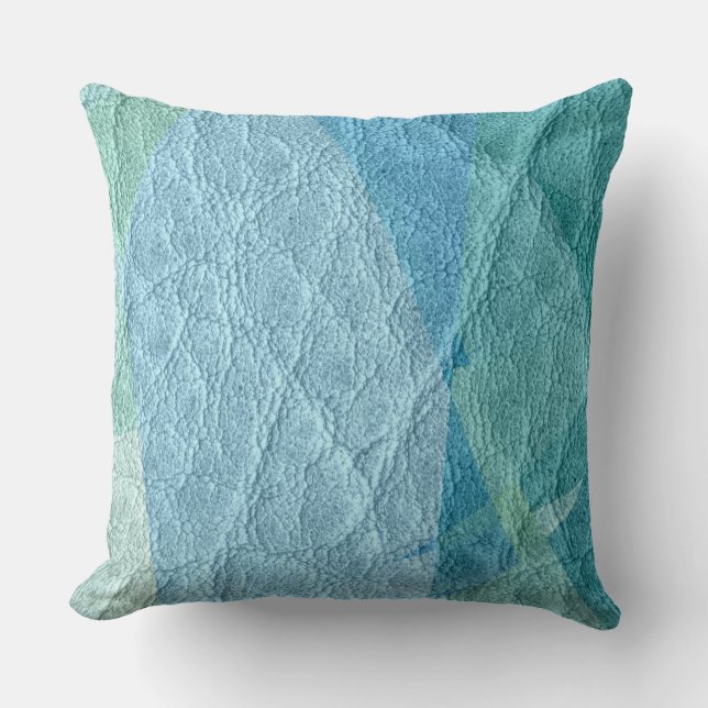 Teal Blue Leather Kudde (Framsida)
