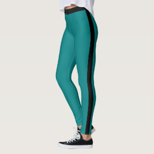 Teal Blue Leggings Black Side Rand Välj Färg