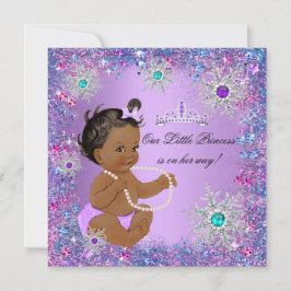 Teal Blue Lila Rosa Princess Baby Shower Ethnic Inbjudningar