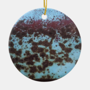 Teal Blue & Lila Rusted-bakgrund Julgransprydnad Keramik