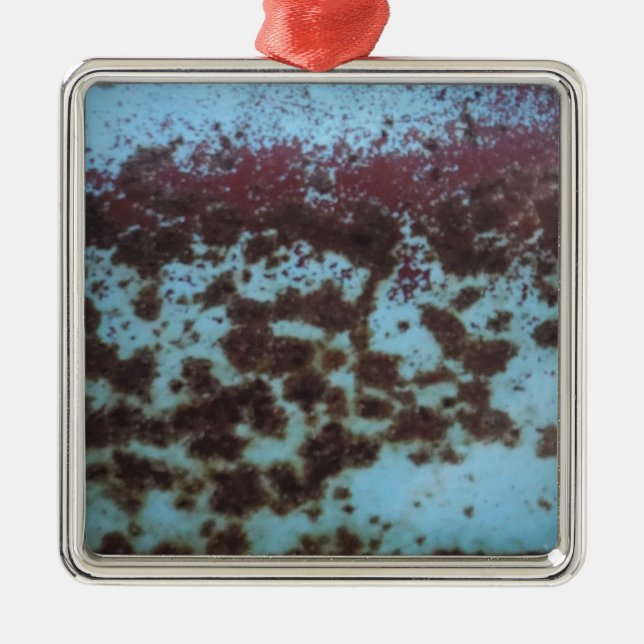 Teal Blue & Lila Rusted-bakgrund Julgransprydnad Metall (Framsidan)