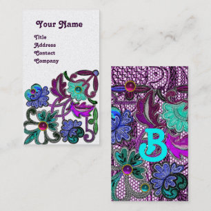 TEAL BLUE LILA SNÖRE FLOWERS FLOWERS FLOGLORFUL GE VISITKORT