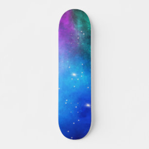 Teal Blue Lila Star Nebula Space Galaxy Universe Mini Skateboard Bräda 18,5 Cm