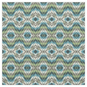 Teal Blue Lime Green Taupe Aztec Mosaic Mönster Tyg