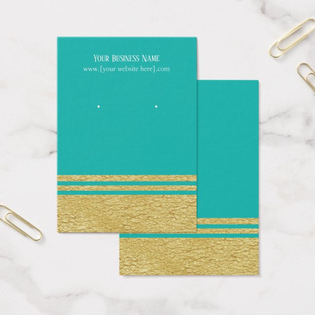 Teal Blue Luxe Faux Guld Visning Earring Cards Visitkort (Kontor)