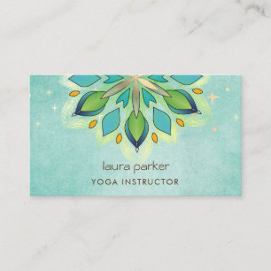 Teal Blue Mandala Holistic Lotus Blommigt Zen Yoga Visitkort