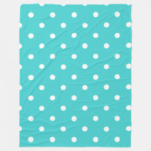 Teal Blue med Polka dots Fleecefilt