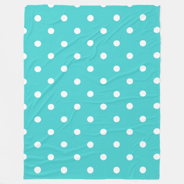 Teal Blue med Polka dots Fleecefilt (Framsidan)