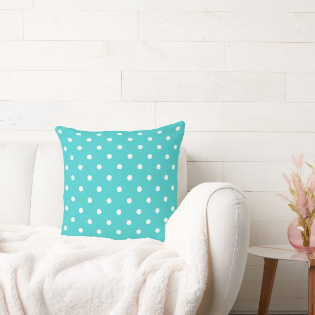 Teal Blue med Polka dots Kudde (Soffa)