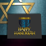 Teal Blue Menorah Flames Lycklig Hanukkah-kort Helgkort<br><div class="desc">Helgdag temaobjekt designade av Umua. Tryckt och avsänt av Zazzle eller deras närstående företag.</div>