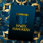 Teal Blue Menorah Flames Lycklig Hanukkah-kort Helgkort<br><div class="desc">Helgdag temaobjekt designade av Umua. Tryckt och avsänt av Zazzle eller deras närstående företag.</div>