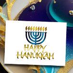 Teal Blue Menorah Flames Lycklig Hanukkah-kort Helgkort<br><div class="desc">Helgdag temaobjekt designade av Umua. Tryckt och avsänt av Zazzle eller deras närstående företag.</div>