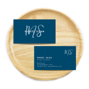 Teal Blue - Minimalist - enkel två monogram Visitkort