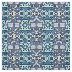 Teal Blue Mint Grönt Violet Bali Batik Mönster Tyg