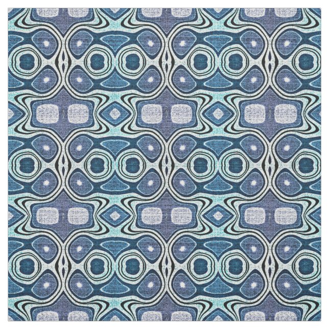 Teal Blue Mint Grönt Violet Bali Batik Mönster Tyg (Provkarta)