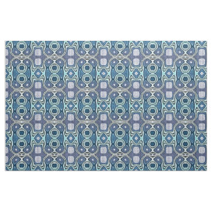 Teal Blue Mint Grönt Violet Bali Batik Mönster Tyg